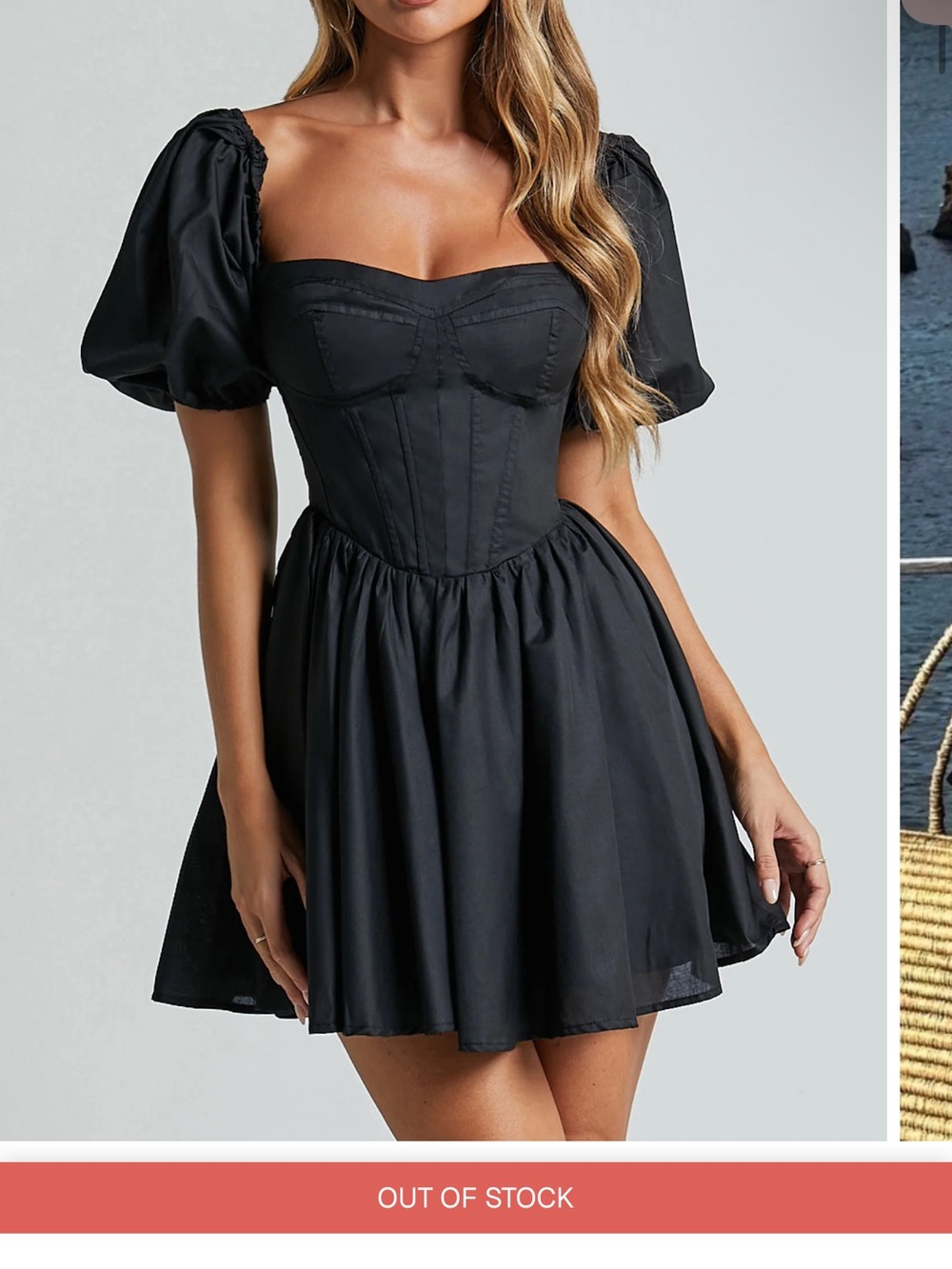 Showpo Black Puff Sleeve Sweetheart Mini Dress